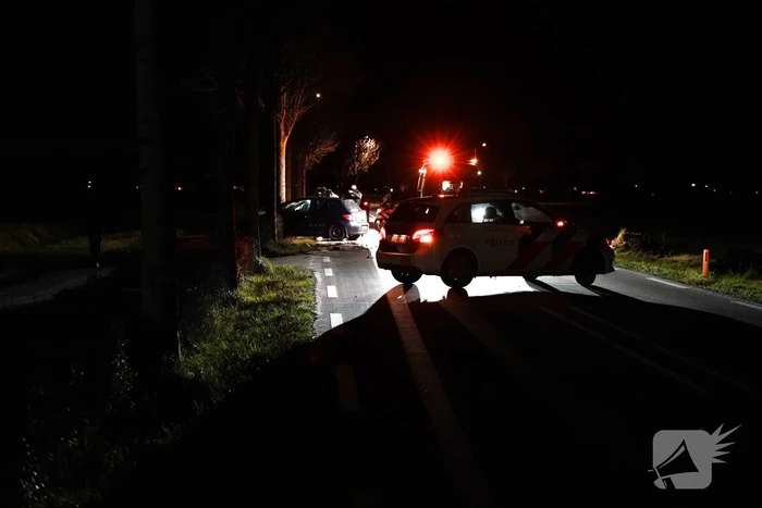 Auto crasht tegen boom