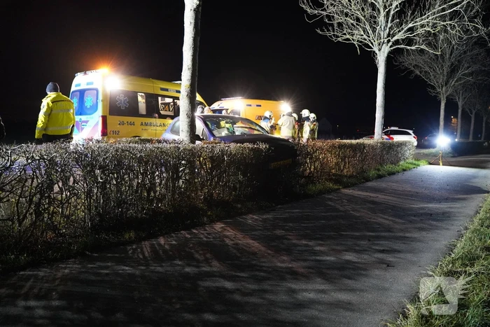 Auto crasht tegen boom