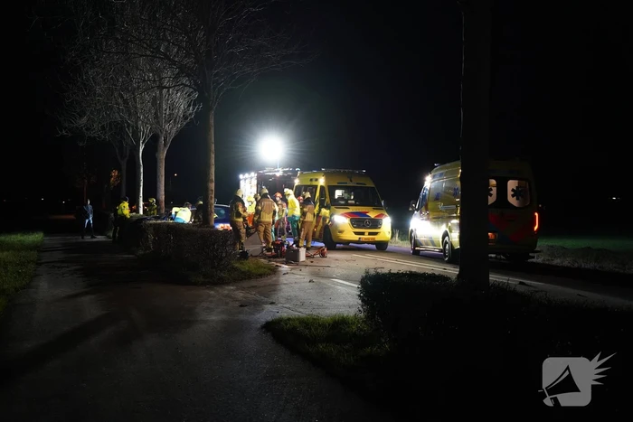 Auto crasht tegen boom