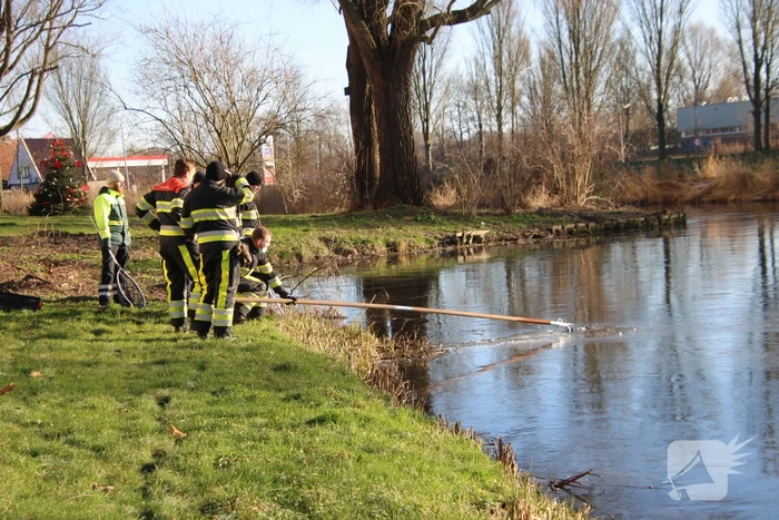 Brandweermannen halen overleden kat uit het water