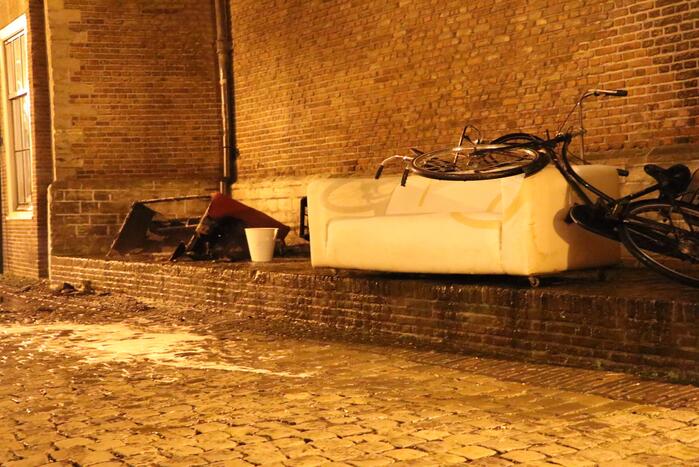 Bank gaat in vlammen op