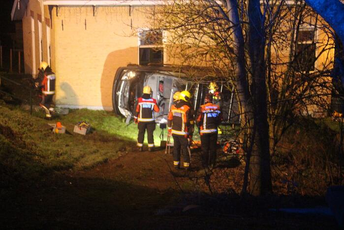 Bestuurder van dijk afgereden en tegen huis geknald