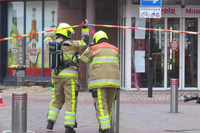 Gaslekkage in winkelstraat