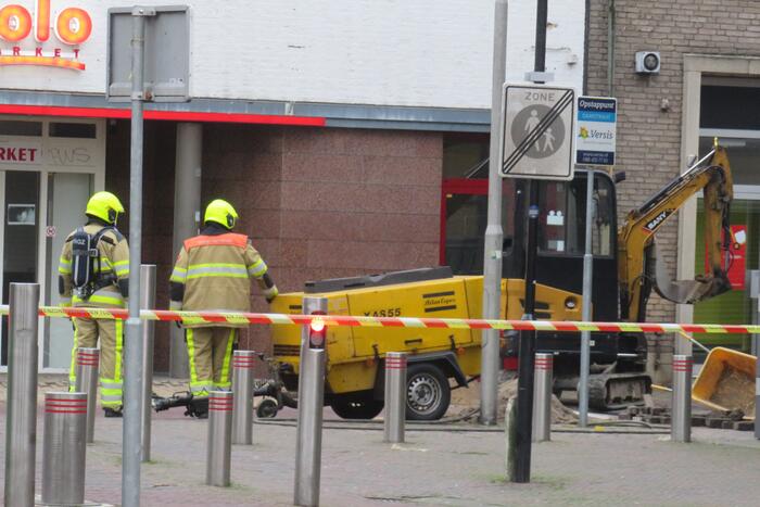 Gaslekkage in winkelstraat