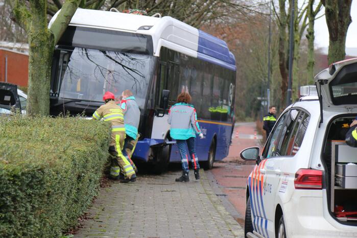 Lijnbus op boom gebotst