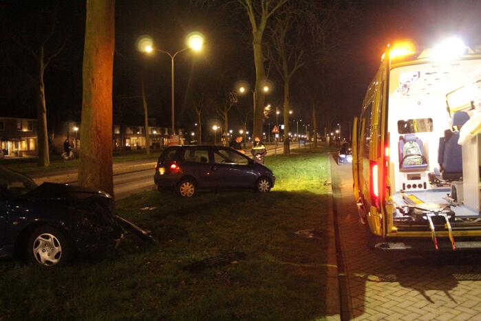 Automobilist knalt met voertuig op boom