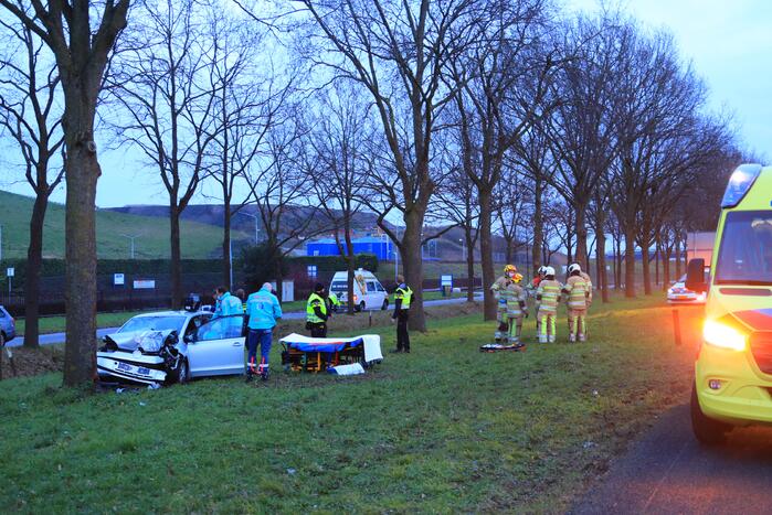 Personenauto raakt van weg en knalt tegen boom