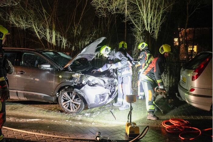 Geparkeerde auto vat vlam