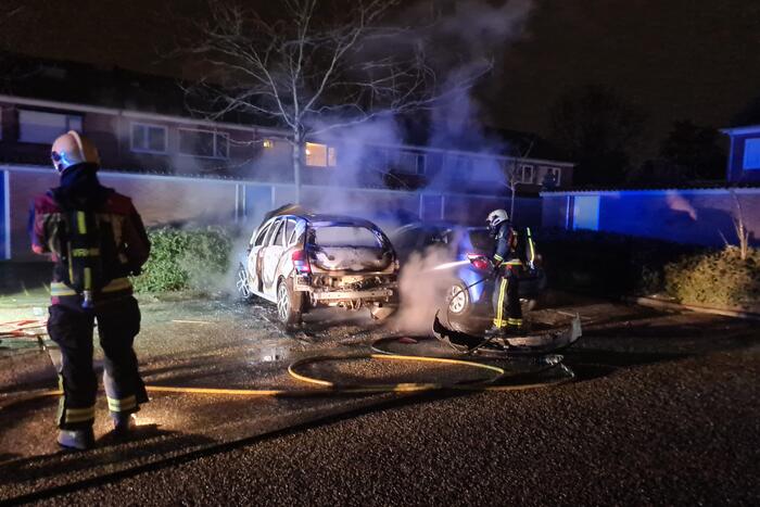Geparkeerd auto volledig uitgebrand