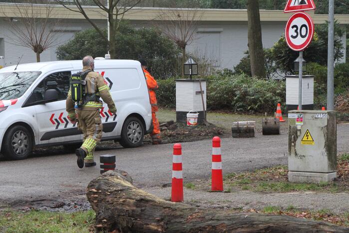 Gasleiding geraakt bij graafwerkzaamheden
