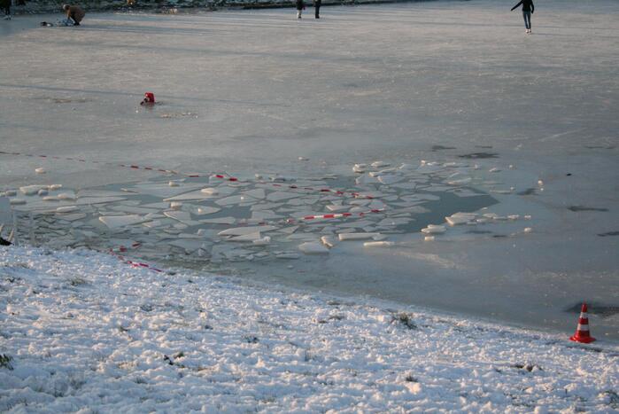 Drie personen zakken door het ijs