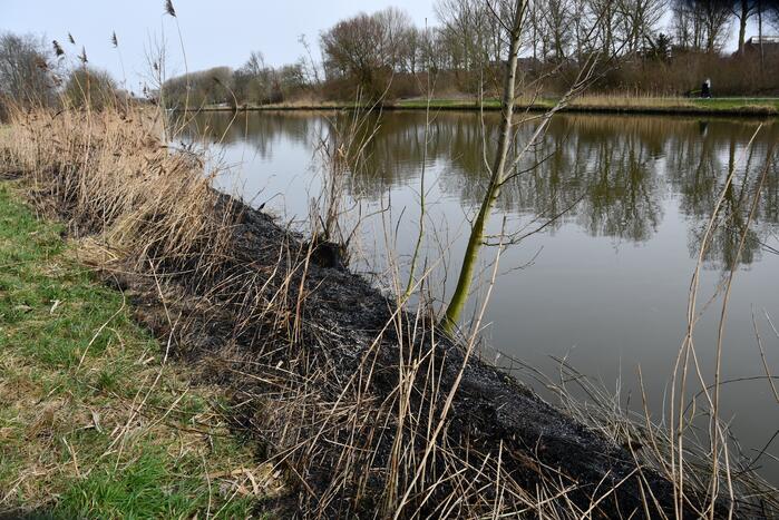 Brand in rietkraag wandelgebied