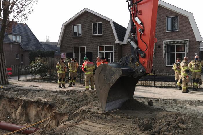 Gasleiding geraakt bij graafwerkzaamheden