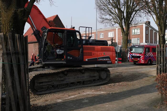 Gasleiding geraakt bij graafwerkzaamheden