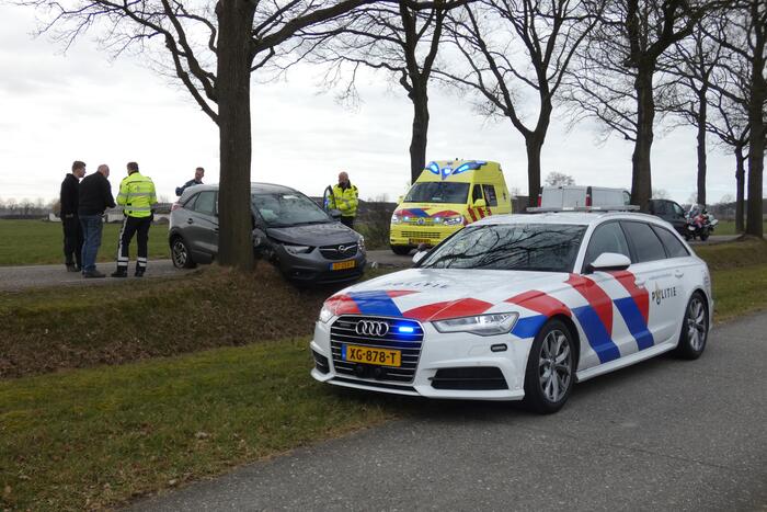 Auto tegen boom na uitwijkmanoeuvre