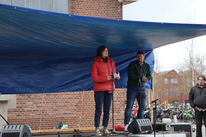 Klimaatdemonstratie bij Wagenwerkplaats
