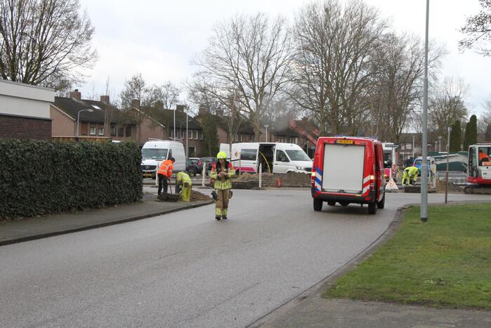 Gasleiding geraakt tijdens werkzaamheden