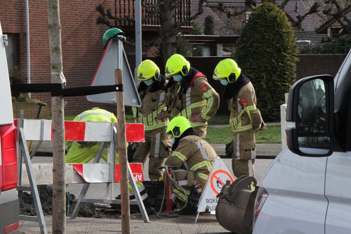 Gasleiding geraakt tijdens werkzaamheden