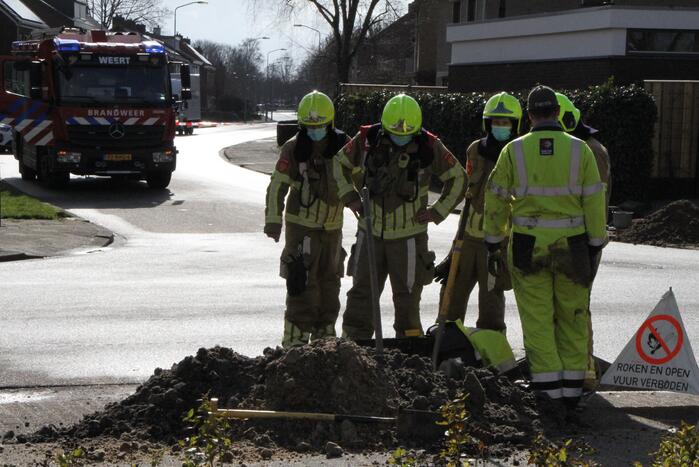 Gasleiding geraakt tijdens werkzaamheden