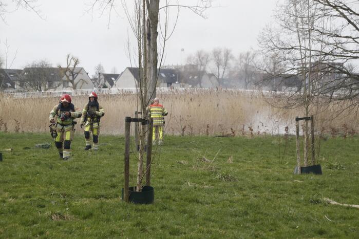 Stuk riet Meridiaanpark in brand