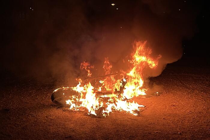 Scooter volledig in brand