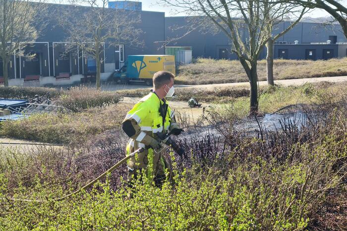 Brand ontstaan in berm