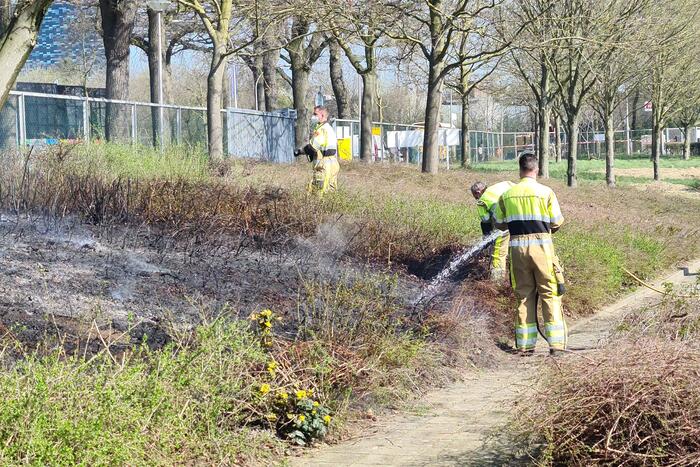Brand ontstaan in berm