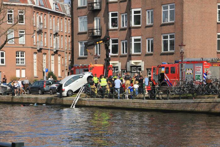 Auto rijdt van kade af
