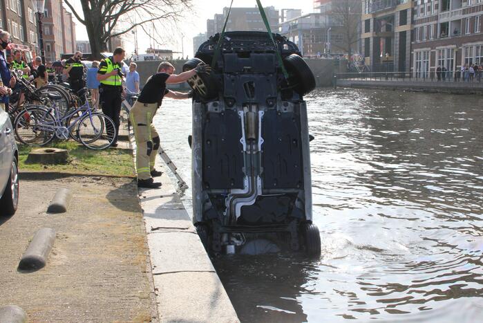 Auto rijdt van kade af