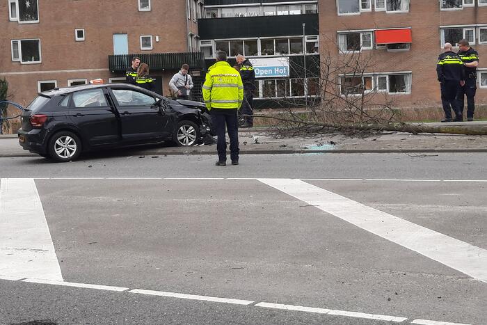 Auto botst tegen boom aan