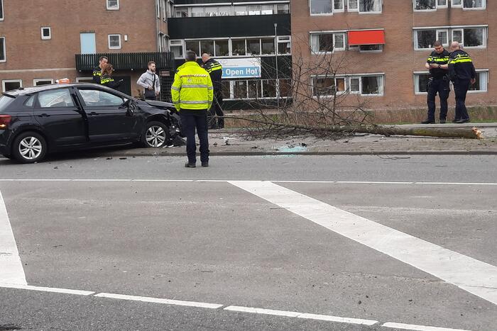 Auto botst tegen boom aan