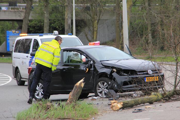 Auto botst tegen boom aan