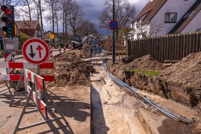 Waterleiding opengebarsten bij werkzaamheden