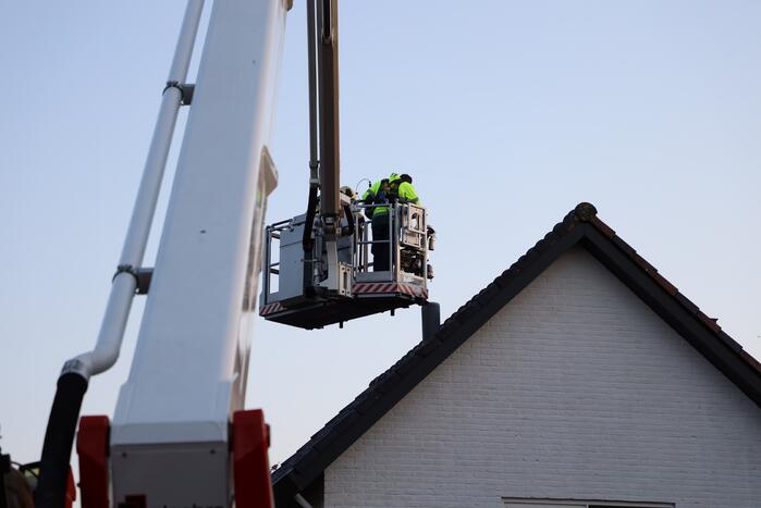 Brandweer en dierenambulance doen poging om vastzittende vogel te bevrijden