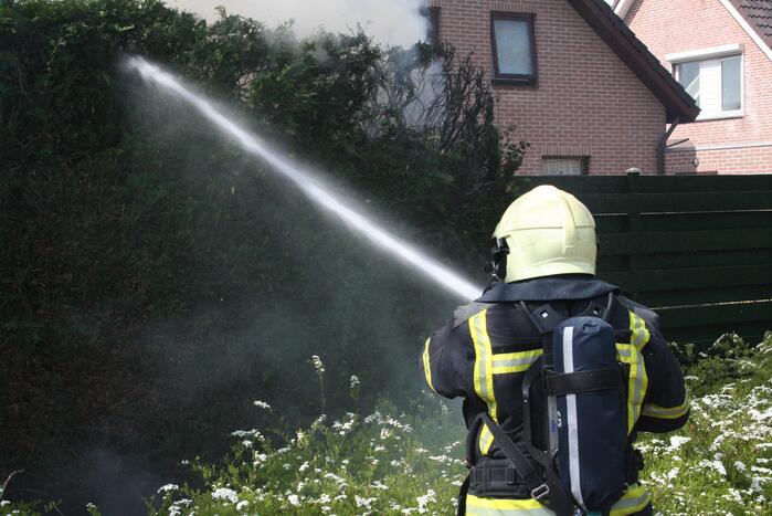 Heg vliegt in brand tijdens onkruid branden