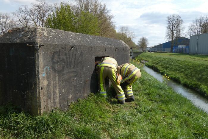 Afval brand in bunker