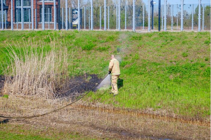 Brandweer blust brandend riet