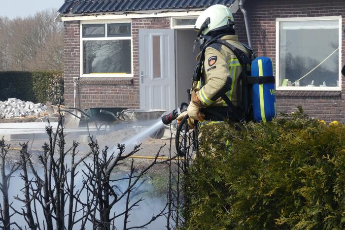 Coniferenhaag in brand