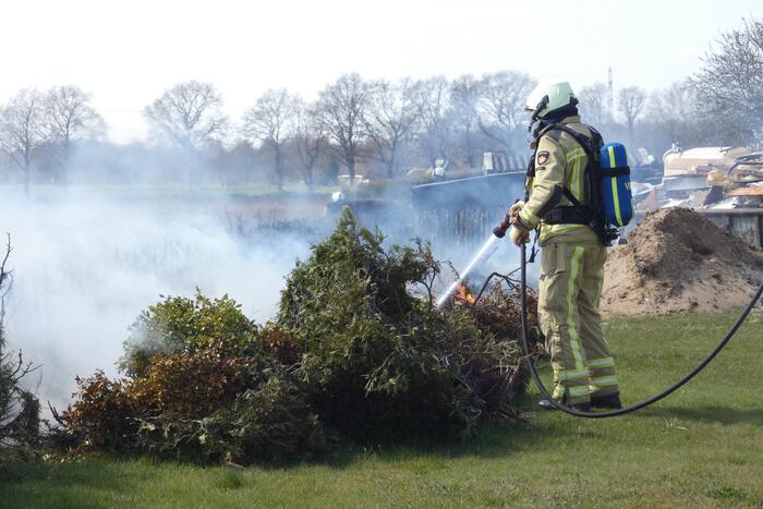 Coniferenhaag in brand