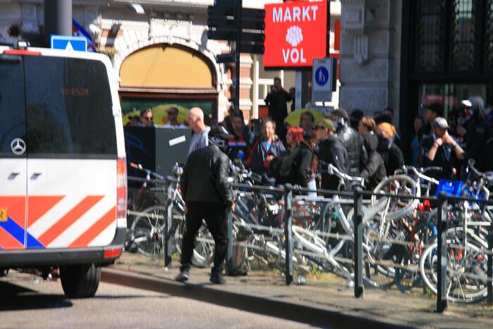 Drukte bij demonstratie in binnenstad