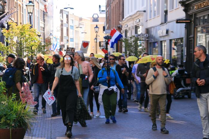 Drukte bij demonstratie in binnenstad