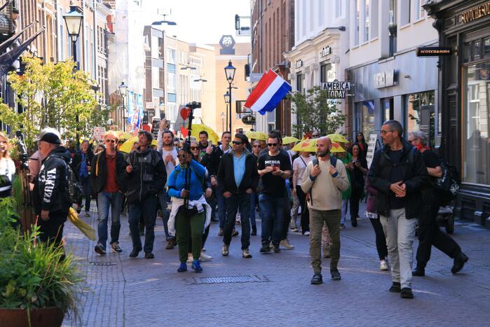 Drukte bij demonstratie in binnenstad