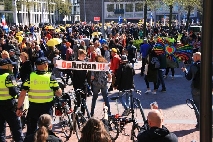 Drukte bij demonstratie in binnenstad