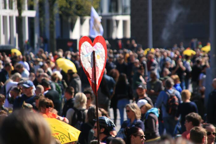 Drukte bij demonstratie in binnenstad