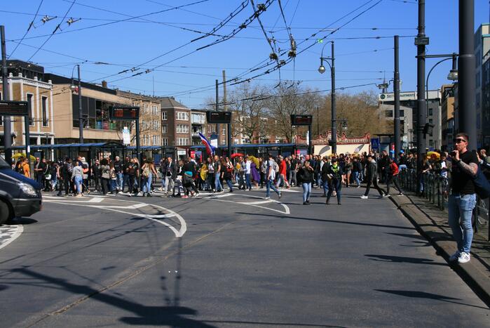 Drukte bij demonstratie in binnenstad