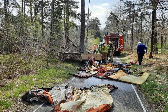 Vouwcaravan verwoest door brand