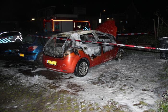 Geparkeerde auto verwoest door brand