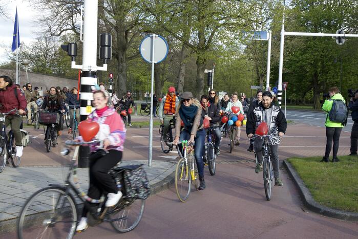 Fietsprotest tegen Corona maatregelen