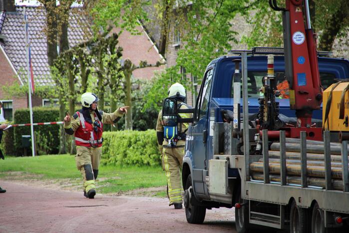 Gasleiding geraakt bij graafwerkzaamheden