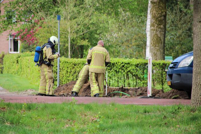 Gasleiding geraakt bij graafwerkzaamheden